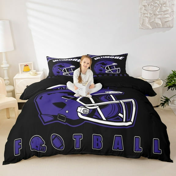 Erosebridal American City Comforter Cover Twin, Football Player Duvet Cover Twin, Indigo Reversible Bedding Twin Size, Breathable Bedroom Decor, 2-Piece（No Comforter）