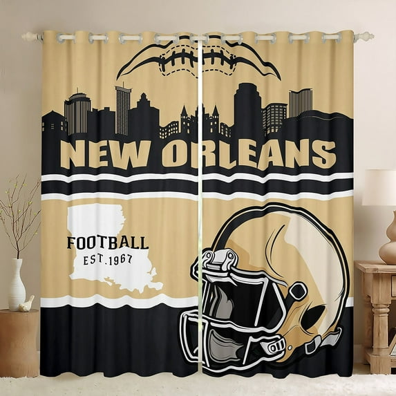 Erosebridal American City Curtains Pack of 2 (38x45), Football Player Curtains for Living Room, Black Wheat 30%-50% Black Out Curtains, Window Curtains Bedroom Decor