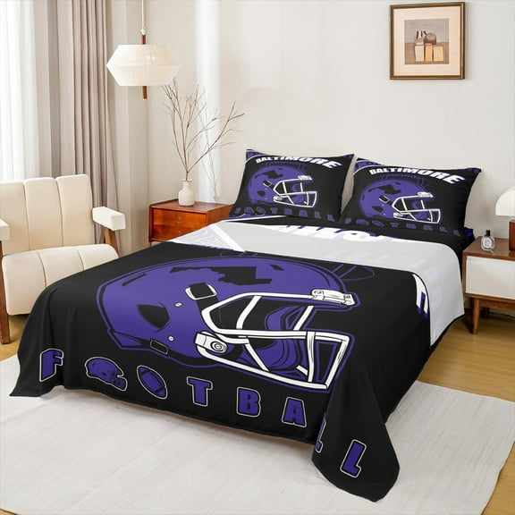 Erosebridal American City Sheet Set Twin, Football Player Twin Sheet Sets, Indigo Bedding Sets Twin Size, Breathable Bedroom Decor, 3-Piece