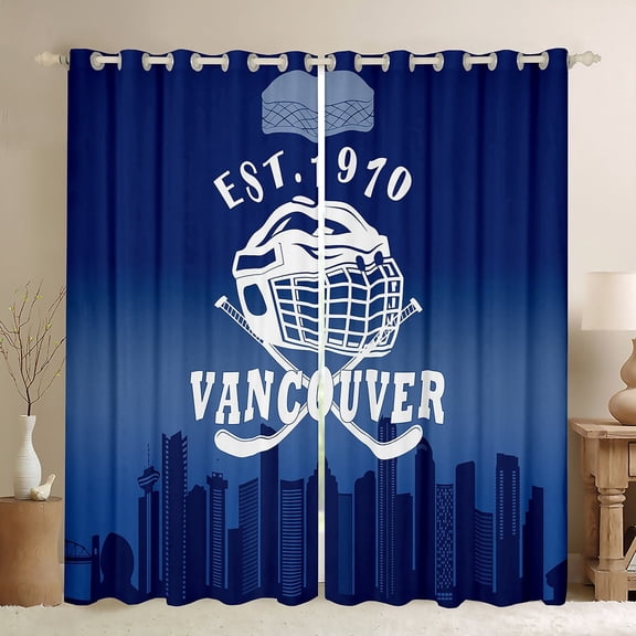 Erosebridal American City Vancouver Curtains for Living Room, Football Soccer 30%-50% Blackout Curtains Set of 2 (42x63), Sports Theme Curtains and Drapes (42x63), Window Curtains Bedroom Decor