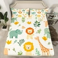 thumbnail image 1 of Erosebridal Lion Elephant Giraffe Fitted Sheet Set Twin,Kawaii Cartoon Bedding Twin Size,Microfiber Fitted Sheet Twin,Animal Decoration,2pcs(Fitted Sheet,Pillowcase), 1 of 6