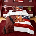 thumbnail image 1 of Erosebridal American Flag Print Twin Comforter Sets,Rugby Pattern A Alphabet Bedding Set For Boys Kids,Reversible,2pcs, 1 of 7