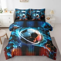 Erosebridal American Football Bed in a Bag Twin size, Soccer Sport Bedding Twin Size, Neon Honeycomb Reversible Bed Set, Breathable Bedroom Decor, 7pcs