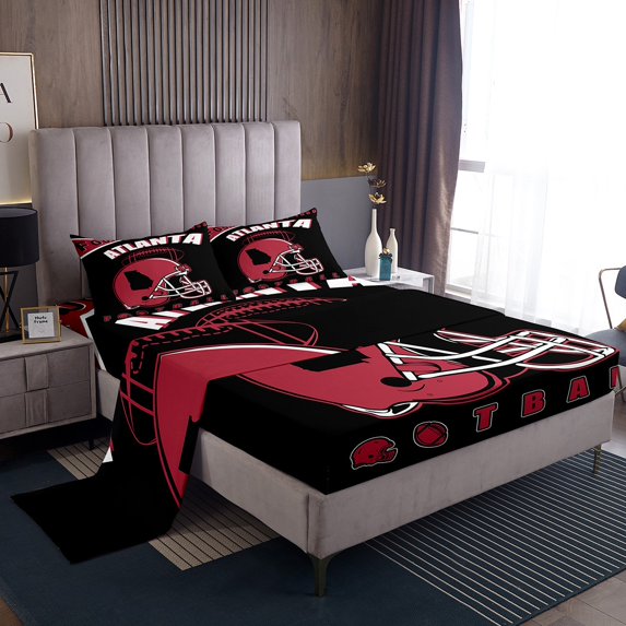 Erosebridal American Football Bed Sheets Set King Size, Eat Sleep Bed Sheets King, Sports Lover King Sheet Sets, Microfiber Room Decoration, 4pcs