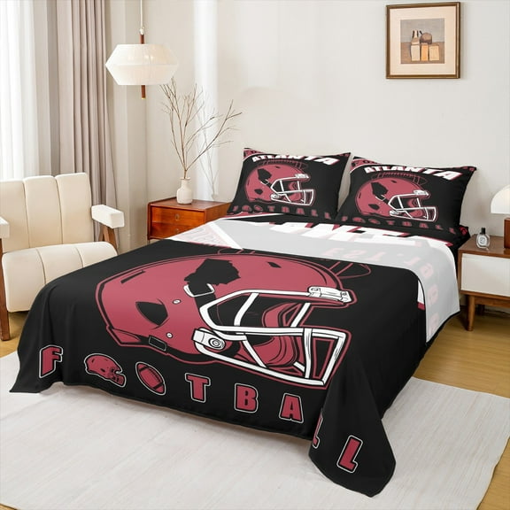 Erosebridal American Football Bed Sheets Set Twin Size, Eat Sleep Bed Sheets Twin, Sports Lover Twin Sheet Sets, Microfiber Room Decoration, 3pcs