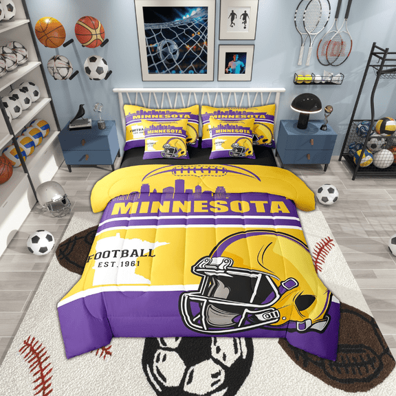 Erosebridal American Football Bed in a Bag, Eat Sleep Bed Set, Sports Lover Reversible Comforter Sets, Microfiber Room Decoration, 7-Piece