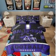 thumbnail image 1 of Erosebridal American Football Bed in a Bag King size, Soccer Sports Bed Set, Black Navy, Baltimore, Microfiber 7pcs, 1 of 5