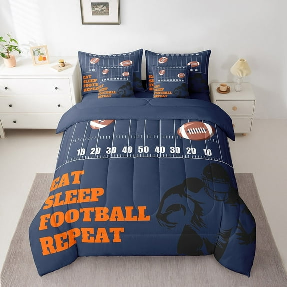 Erosebridal American Football Bed in a Bag Twin size, Vintage Rugby Bed Set, Soccer Sports Decor, Reversible