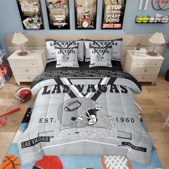 Erosebridal American Football Bedding 7PCS Queen Size Comforter Sets Football Bedding Sets Sports Fan Bed in a Bag,1 Comforter,1 Flat Sheet,1 Fitted Sheet,2 Pillowcases,2 Throw Pillow Covers