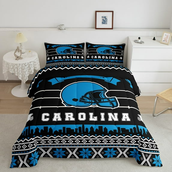Erosebridal American Football Bedding Set,Football Fans Comforter Set Full Size Teens Adults,Sports Ball Game Bed Set,Rugby Down Comforter Bedroom Decor(Carolina)