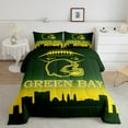 thumbnail image 1 of Erosebridal American Football Bedding Set Green Bay Comforter Set Gifts for Football Fans Women Men Football City Comforter Rugby Sports Duvet Set Green Yellow Room Decor, 1 of 7