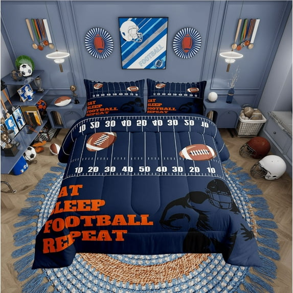 Erosebridal American Football Bedding Sets with Comforter, Vintage Rugby Duvet Insert, Soccer Sports Decor, Breathable