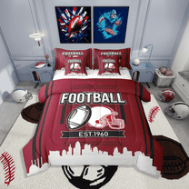 Erosebridal American Football Bedding Sets Twin Size,Ball Gamer Comforter Sets with Sheets,Sport Decor,Reversible,Breathable,7-Piece