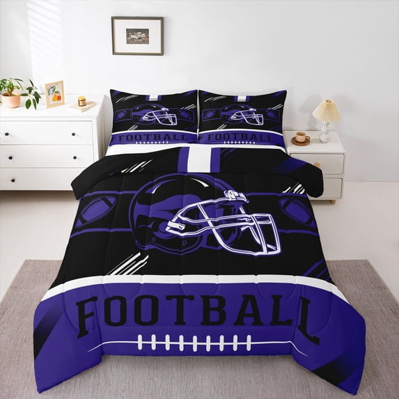 Erosebridal American Football Bedding Twin Comforter Set, Soccer Sports Down Comforter, Black Navy, Baltimore, Reversible 2pcs, Ultra Soft