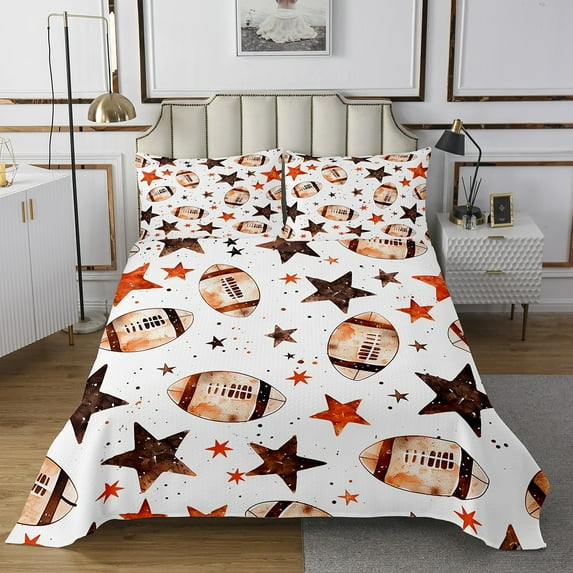 Erosebridal American Football Bedspread Sets Twin Size, Soccer Sport Bed Quilt, Stars Room Decorative, Ultra Soft 2-Piece