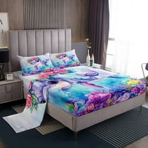 Erosebridal Cartoon Dolphin Sheet Set Twin,Blue Pink Bedding Sets Twin Size,Ocean Theme Decor,Breathable,3pcs