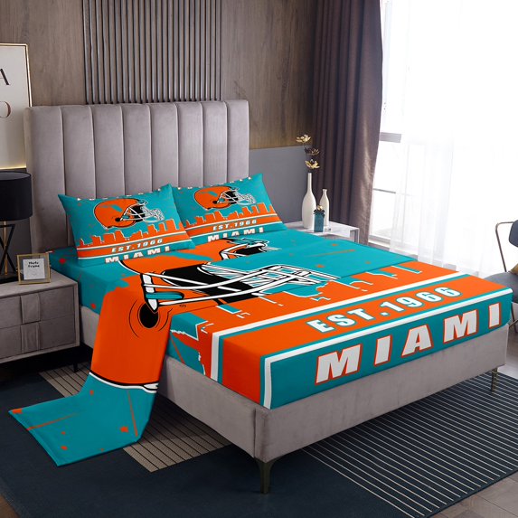 Erosebridal American Football City Bed Sheets Set Queen Size, Eat Sleep Bed Sheets Queen, Soccer Lover Queen Sheet Sets, Ultra Soft Room Decor, 4-Piece