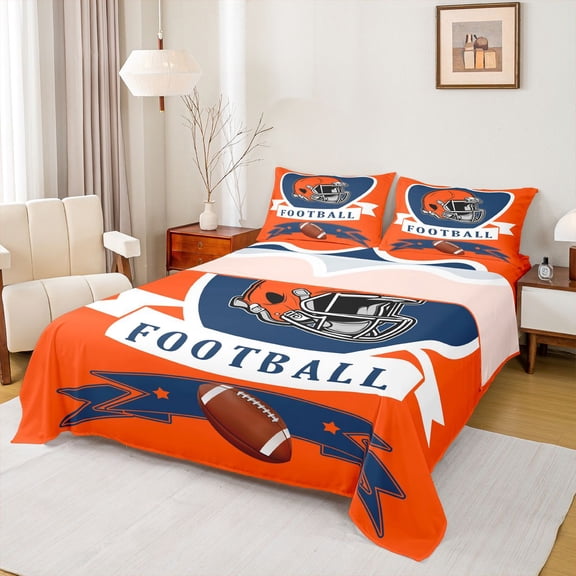 Erosebridal American Football City Bed Sheets Set Twin Size, Eat Sleep Bed Sheets Twin, Soccer Lover Twin Sheet Sets, Ultra Soft Room Decor, 3-Piece