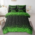 thumbnail image 1 of Erosebridal Bling Print Bedding Sets King Size,Black Green Bed in a Bag King size,Microfiber Reversible Bedding King Size,Glitter Decor,7 Pieces, 1 of 6