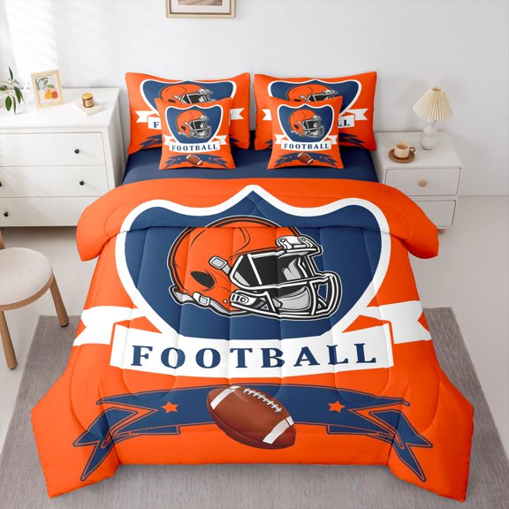 Erosebridal American Football City Bedding, Eat Sleep Bed in a Bag, Soccer Lover Reversible Bed Set, Ultra Soft Room Decor, 7-Piece