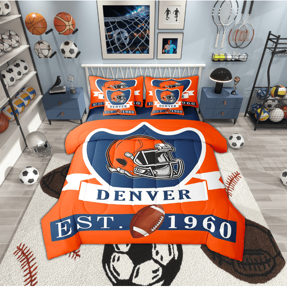 Erosebridal American Football City Bedding, Eat Sleep Bed in a Bag, Soccer Lover Reversible Bed Set, Ultra Soft Room Decor, 7-Piece