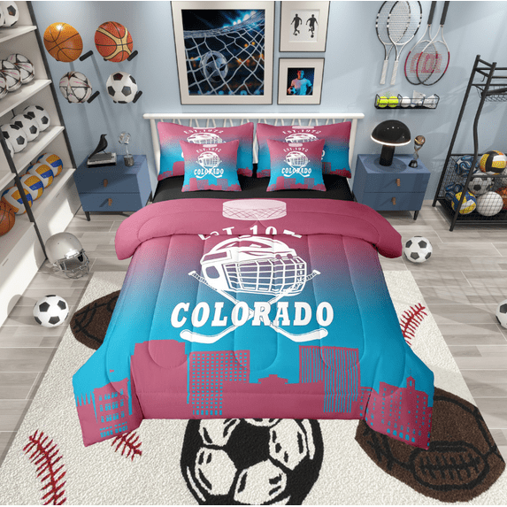 Erosebridal American Football City Bedding Queen Size, Eat Sleep Bed in a Bag Queen size, Soccer Lover Reversible Bed Set, Ultra Soft Room Decorative, 7pcs