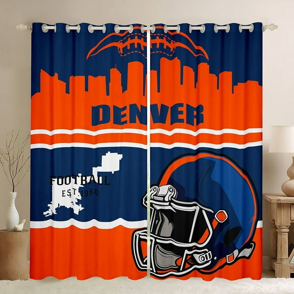 Erosebridal American Football City Curtains and Drapes (42x63), Eat Sleep 30%-50% Blackout Curtains for Bedroom, Soccer Lover Curtains for Living Room, Window Curtains Room Decor