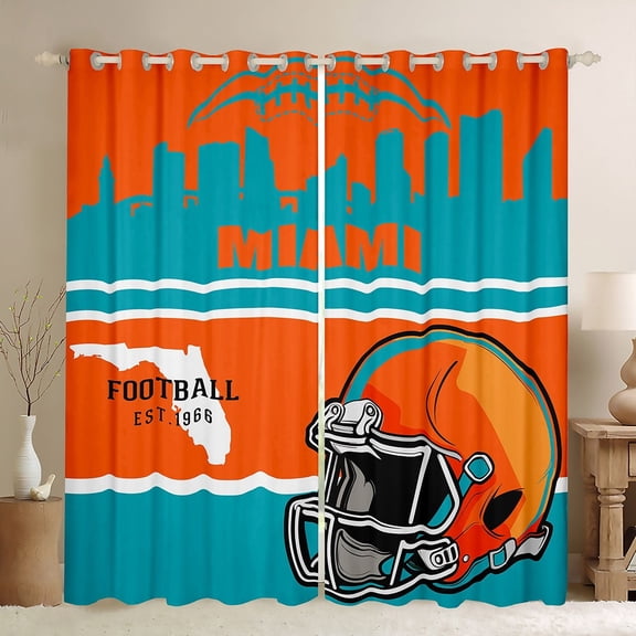Erosebridal American Football City Curtains for Living Room, Eat Sleep 30%-50% Blackout Curtains Set of 2 (38x45), Soccer Lover 30%-50% Black Out Curtains, Window Drapes Room Decoration