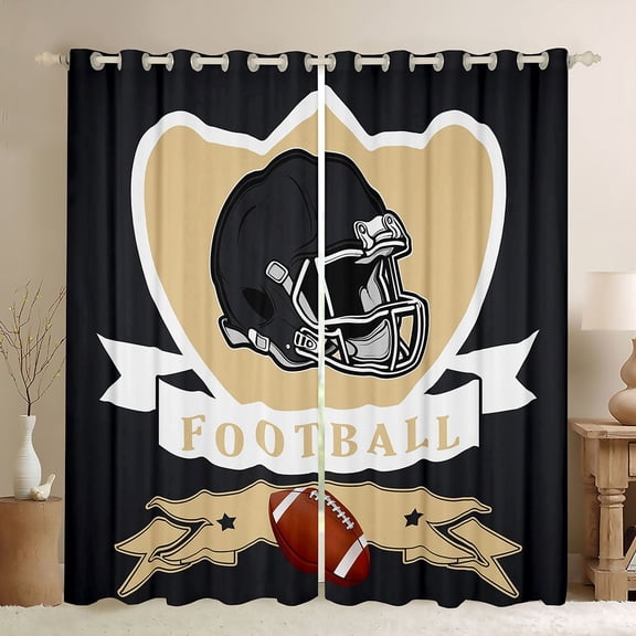 Erosebridal American Football City Curtains for Living Room, Eat Sleep 30%-50% Blackout Curtains Set of 2 (38x54), Rugby Lover 30%-50% Black Out Curtains, Window Curtains Room Decor