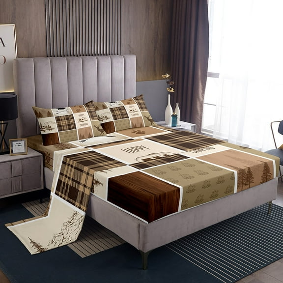 Erosebridal American Football City Sheet Set Twin, Purple Gold Bedding Sets Twin Size, Eat Sleep Room Decor