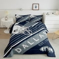 thumbnail image 1 of Erosebridal American Football Comforter Set Sports Theme Bedding Full Size, Soccer Duvet Insert White Navy Blue Striped Bedding Comforter Sets Bedroom Decor, 1 Comforter and 2 Pillowcases, 1 of 5