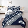 thumbnail image 1 of Erosebridal American Football Comforter Set Sports Theme Bedding Twin Size, Soccer Duvet Insert White Navy Blue Striped Bedding Comforter Sets Bedroom Decor, 1 Comforter and 1 Pillowcase, 1 of 7