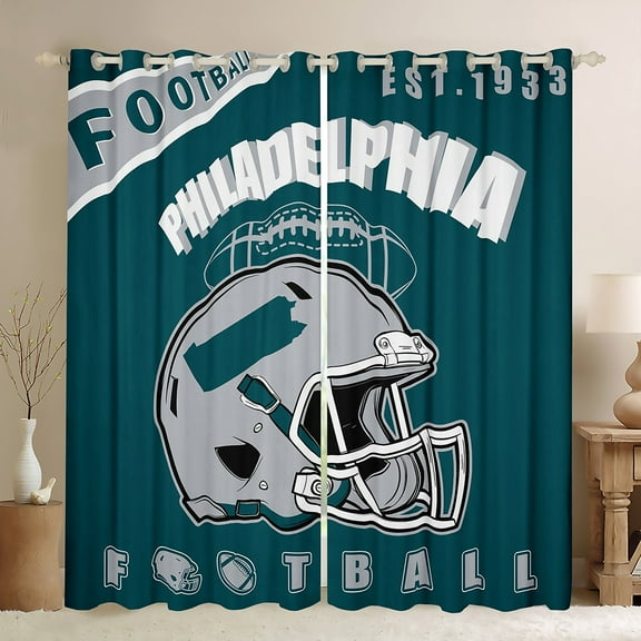 Erosebridal American Football Curtains for Living Room, Eat Sleep 30%-50% Blackout Curtains Set of 2 (38x45), Sports Lover 30%-50% Black Out Curtains, Bedroom Curtains Room Decoration