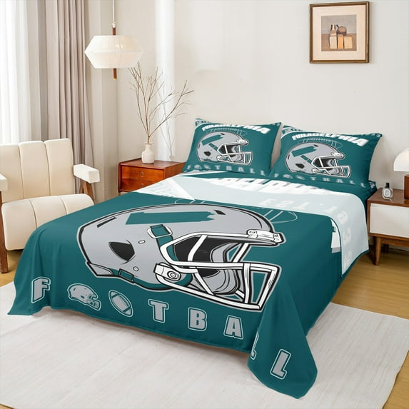 Erosebridal American Football Sheet Set Twin, Eat Sleep Twin Sheet Sets, Sports Lover Bedding Sets Twin Size, Microfiber Room Decoration, 3-Piece