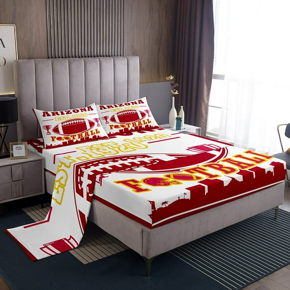 Erosebridal American Football Sheet Set Twin,Sport Theme Bedding Sets Twin Size,Ball Game Decor(Arizona),3pcs