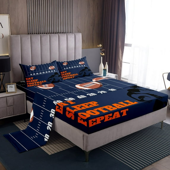 Erosebridal American Football Twin Sheet Sets, Vintage Rugby Bedding Twin Size, Soccer Sports Decor