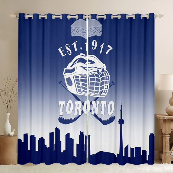 Erosebridal American Toronto Curtains and Drapes (52x63), Football Player 30%-50% Blackout Curtains for Bedroom, Royal Blue Curtains for Living Room, Window Curtains Bedroom Decor