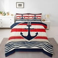 thumbnail image 1 of Erosebridal Anchor Decor Comforter Set King Size Ocean Nautical Themed Bedding Set Geometric Stripe Comforter Coastal Sea Adventure Quilt Set, 1 of 7