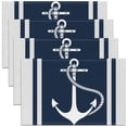 thumbnail image 1 of Erosebridal Anchor Placemats Set of 4 12"x18",Nautical Theme Table Mats for Dining Table Set of 4,Stripes Decor, 1 of 4