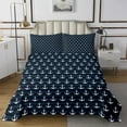 thumbnail image 1 of Erosebridal Anchor Printed Coverlet Set Queen, Nautical Theme Bed Quilt, White Navy, Microfiber 3-Piece, 1 of 5