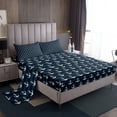 thumbnail image 1 of Erosebridal Anchor Printed Queen Sheet Sets, Nautical Theme Bedding Sets Queen Size, White Navy, Microfiber 4-Piece (Top Sheet, Fitted Sheet, Pillowcase), 1 of 6