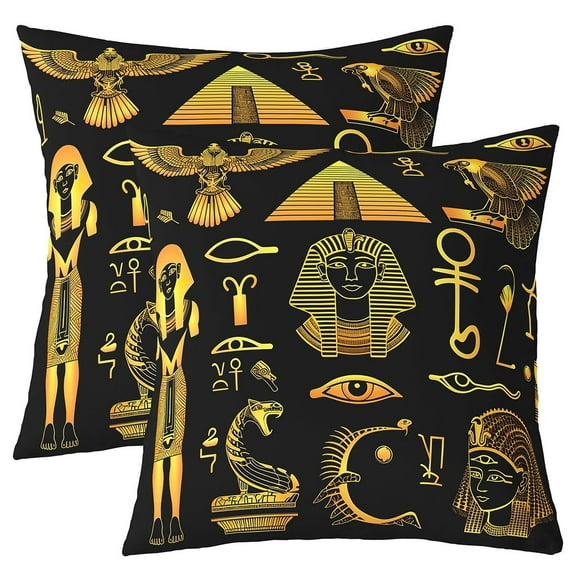 Erosebridal Ancient Egypt Pillow Cases Set of 2, Egyptian Pyramid Cushion Covers 16x16, Bohomian Decor
