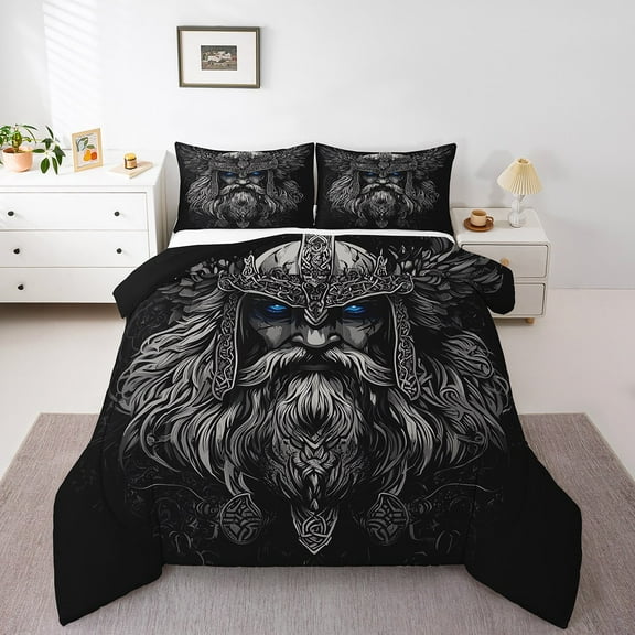 Erosebridal Ancient Viking Warrior Bedding Twin Comforter Set,Norse Viking Down Comforter,Vintage Tribe Bedding Sets Twin with Comforter,Lightweight Exotic Bedroom Decoration,Reversible,2-Piece