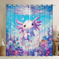 Erosebridal Animal Axolotl Curtains for Living Room,Dreamy Princess 30%-50% Blackout Curtains Set of 2 (38x45),Underwater World Curtains and Drapes (38x45),Cartoon Room Decoration