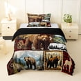 thumbnail image 1 of Erosebridal Animal Bears Deers Twin Comforter Sets 3-Piece For Boys Girls,Woodland Wildlife Geometric Grid Bedding Set For Teens,Black Reversible, 1 of 6