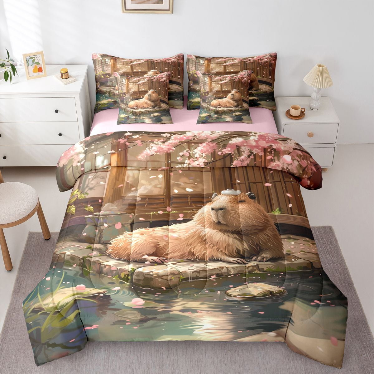 Erosebridal Animal Capybara Bedding Comforter Set 7pcs For Boys Girls ...