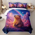 thumbnail image 1 of Erosebridal Animal Capybara Quilt King for Boys Girls,Dreamy Gradient Rainbow King Coverlet Set, 1 of 7