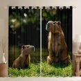 thumbnail image 1 of Erosebridal Animal Capybaras Blackout Curtains Set of 2 (52x84 Each) For Teens,Brown Green Window Curtains,Breathable Home Decor, 1 of 6