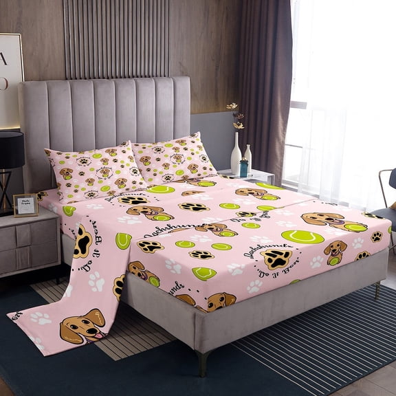 Erosebridal Animal Dachshund Sheet Set Twin,Kawaii Dog Bedding Sets Twin Size,Cartoon Decor,Breathable,3pcs