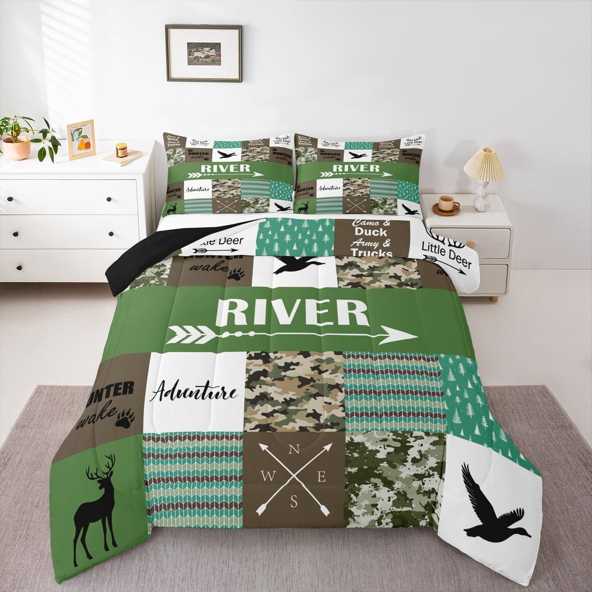 Erosebridal Animal Deer Mallard Duck Full Size Comforter Sets 3 Pieces ...